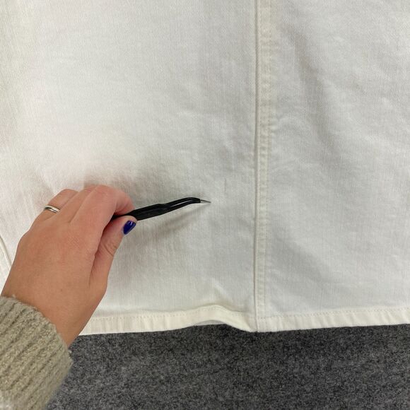 Lands' End Skirt Women 8 White A-Line Midi Mid Rise Zipper Cotton Pockets Denim - Picture 5 of 10